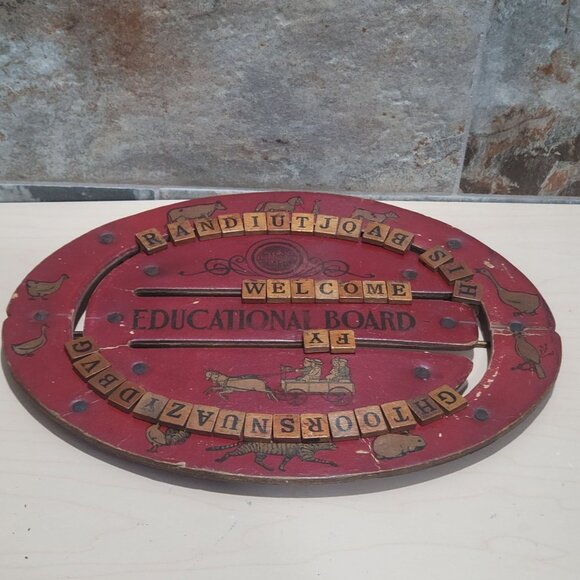 Vintage Cress Educational Board Reversible Red Oval Educational Toy - Picture 6 of 12